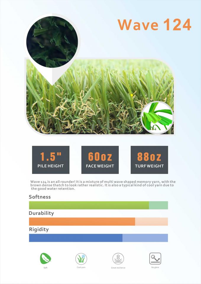 il tappeto sintetico W dell'erba verde di 35mm Artificiel ha modellato il PE del monofilamento 0